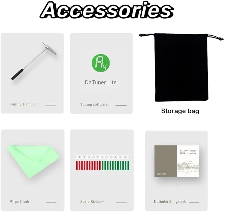 Kalimba Thumb Piano, 21 Keys, Musical Instruments Gift Set with Tune Hammer, Music Book, Carrying Bag