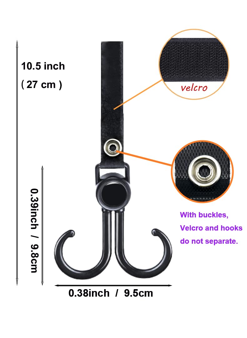 Double Stroller Hooks, 4 Pack Car Seat Hook, Adjustable Hook, Stroller Hanger Hook, Stroller Organizer Hook, Seat Headrest Hook, Universal Stroller Organizer