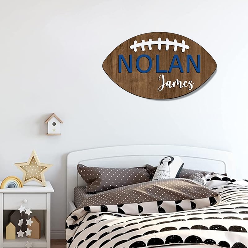Personalized Football Name Sign, Wooden Name Sign, Football Nursery Decor, Baby Name Sign Wood Sign, Nursery Name Sign for Baby Boys, Football Gift, Kids Room Decor gift/20