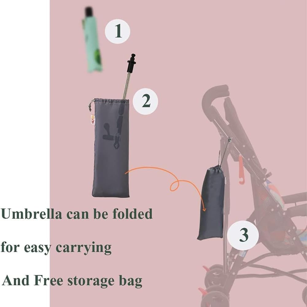 Universal Baby Parasol, Baby Stroller Sun Shade Sun Protection Sun Shade for Strollers, Waterproof Umbrella for Trolley Bike, Bicycle Umbrella with Holder Clip Clamp