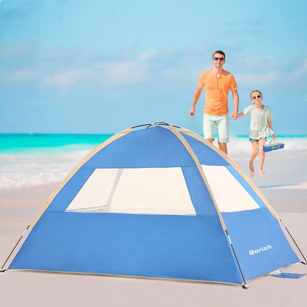 Gorich Beach Tent Sun Shelter for 3/4-5/6-7/8-10 Person with UPF 50+ UV Protection, Lightweight & Easy Setup Beach Shade Canopy, Portable Beach Shade Tent Beach Cabana