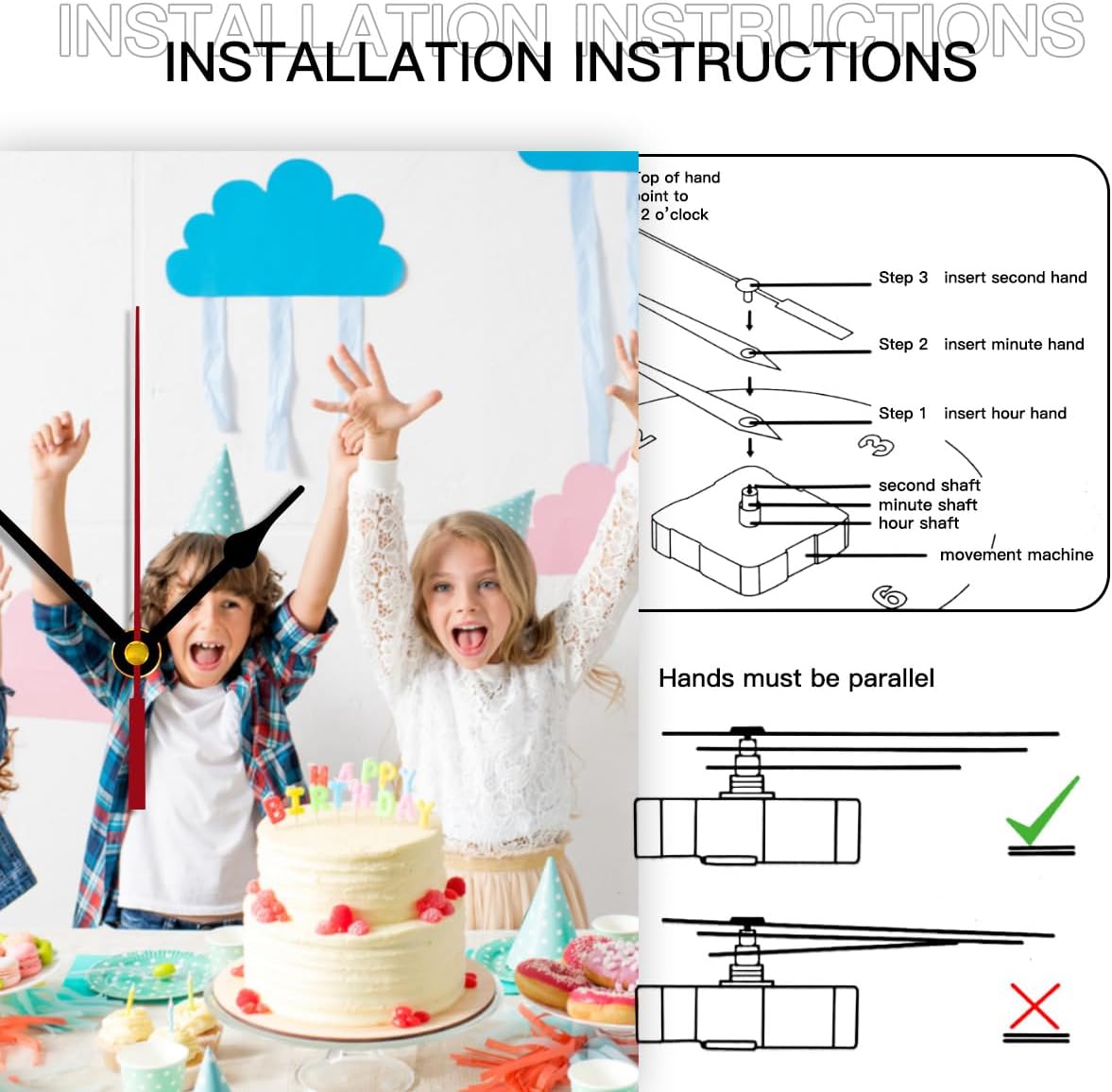 Generic Custom Clocks for Walls Personalized Clocks with Photo Text Logo Customized Round Clock for Birthday Wedding Present Wedding Friend Family Lover, 10inch-25cm