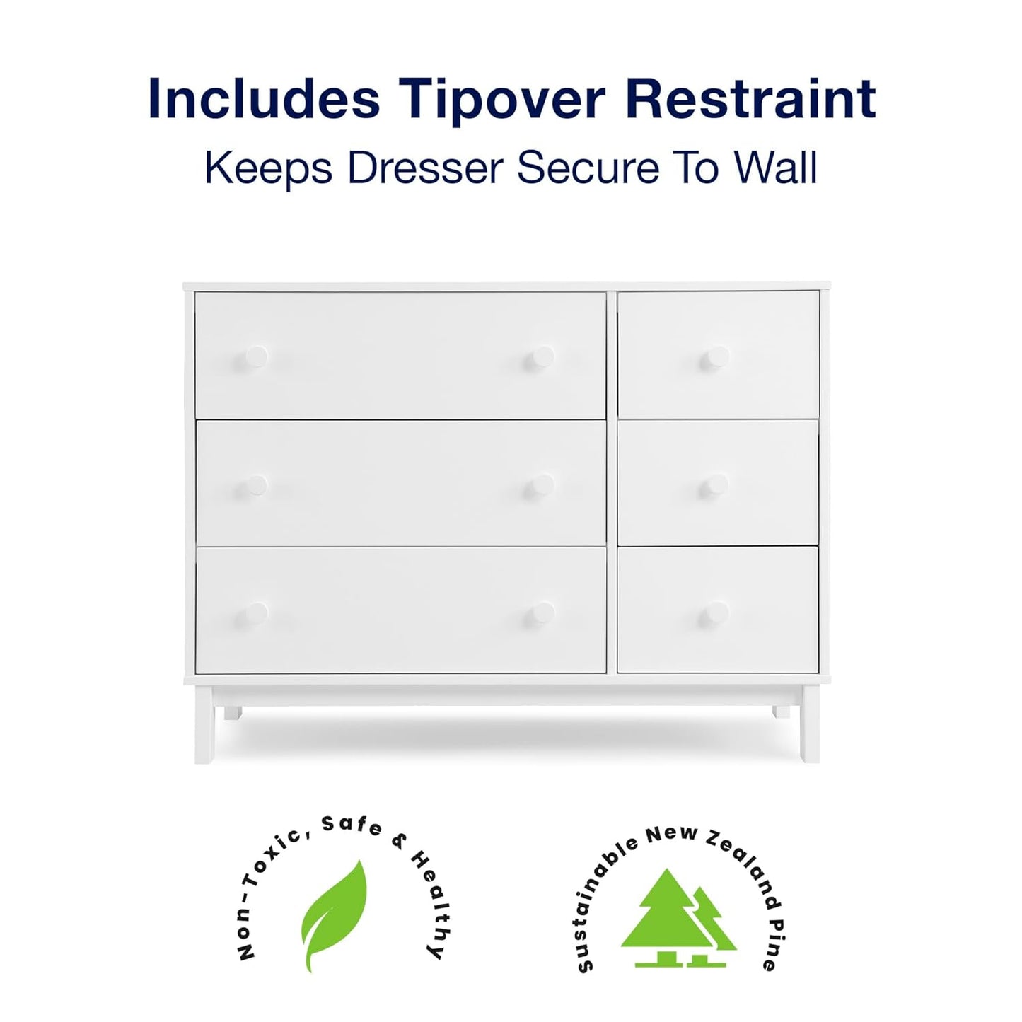 GAP babyGap Legacy 6 Drawer Dresser with Interlocking Drawers - Greenguard Gold Certified, Bianca White