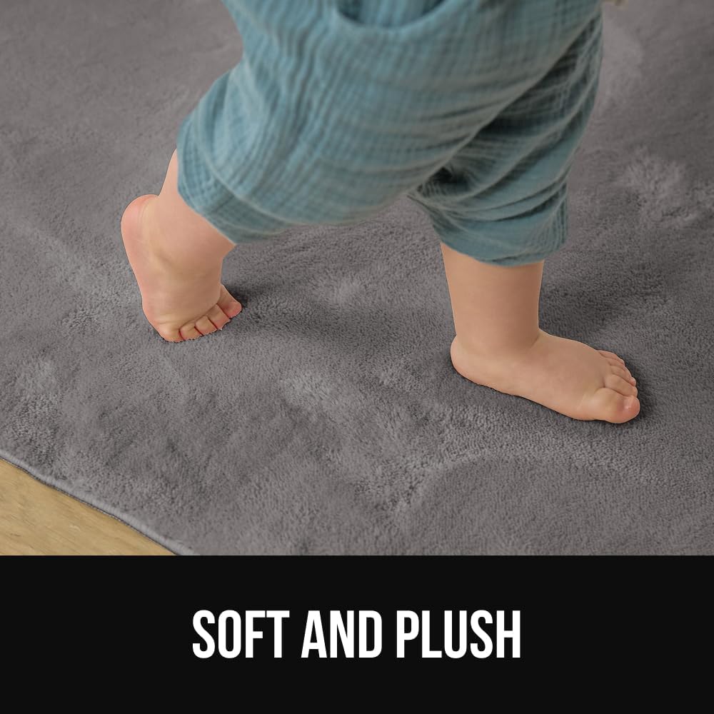 GORILLA GRIP Ultra Soft Washable Area Rug, Stain and Slip Resistant Plush Thick Carpet for Bedroom Living Room, No Shed Floor Rugs, Pet Friendly, Dorm Essentials, Kids Nursery Home Decor, 4x6, Gray