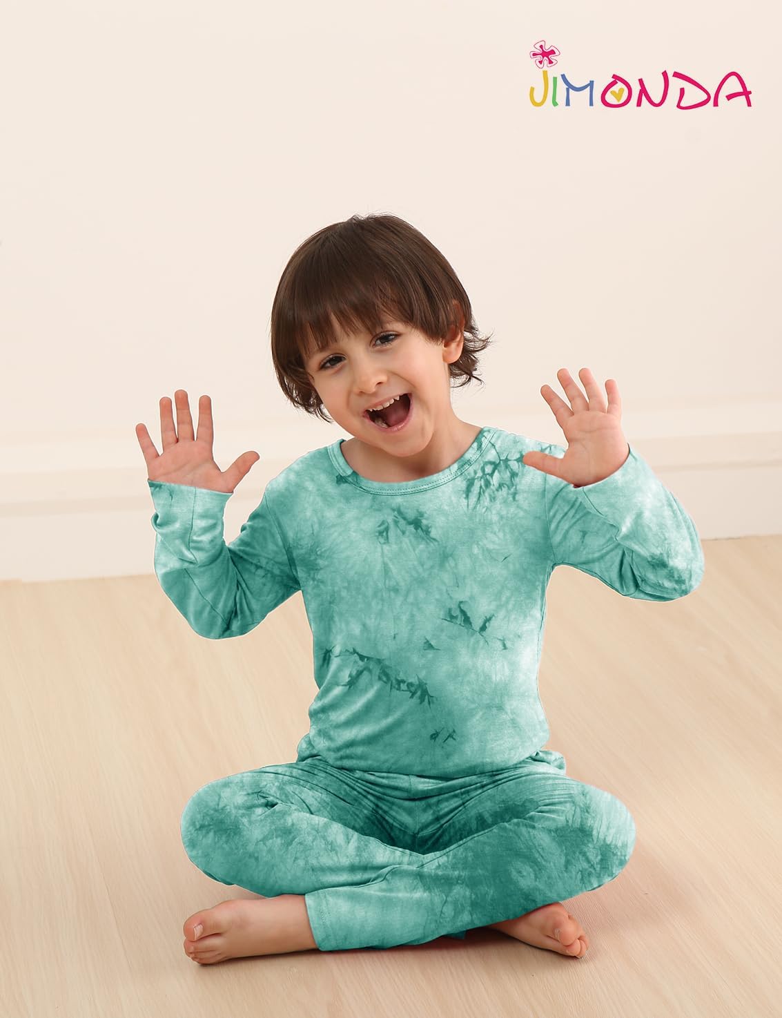 Jimonda Kids Soft Rayon From Bamboo Sleepwear Long Sleeve Boys Girls Pajama Outdoor 2-Piece tops&pant Casual sets Tie Dye PJ