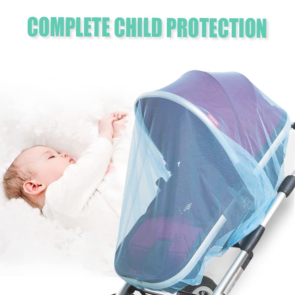 Durable Baby Stroller Mosquito Net (2 Pack) - Perfect Bug Net for Strollers, Bassinets, Cradles, Playards, Pack N Plays and Portable Mini Crib (Blue)