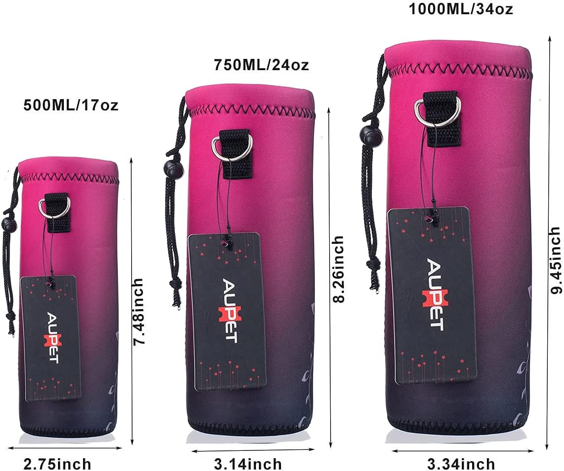 AUPET Water Bottle Bag Carrier,24oz/32oz Insulated Neoprene bottle Sling Holder Case Pouch Cover for 1000ML/750ML Bottles with Shoulder Strap for walking