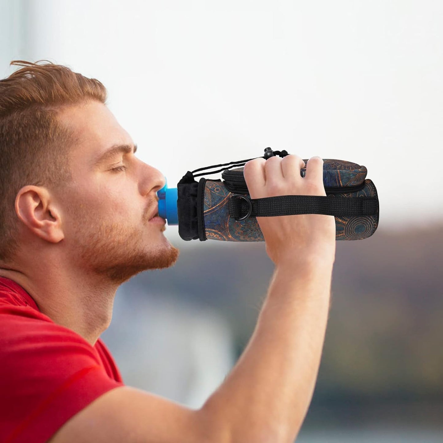 AUPET Water Bottle Sling Bag Sleeve Holder Carrier 25/32/40/64 oz,Insulated Crossbody Water Bottle Case Cover with Strap and Pockets for Men/Women Walking Hiking