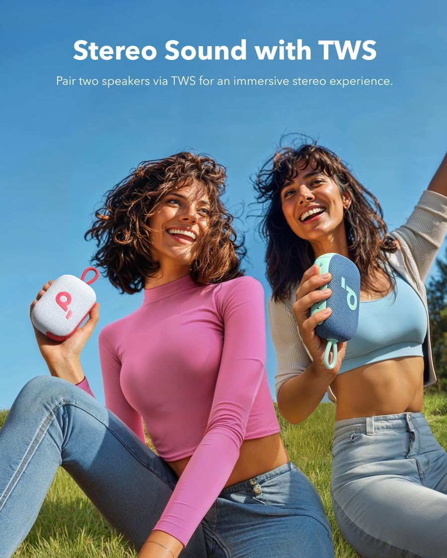 Soundcore Select 4 Go Bluetooth Shower Speaker by Anker, IP67 Waterproof/Dustproof, Portable, Wireless, 20H Playtime, Floatable, Powerful Sound, Electronics for Outdoors/Home/Office/Travel/Party-Red