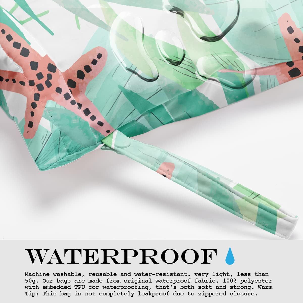 Wet Bag, Wet Dry Bag, Wet Bag for Swimsuit, Travel, Beach, Pool, Diapers, Dirty Yoga Gym Clothes, Makeup Bag, Waterproof Reusable Beach Bag Ocean Decor Starfish Sea Horse Anchor