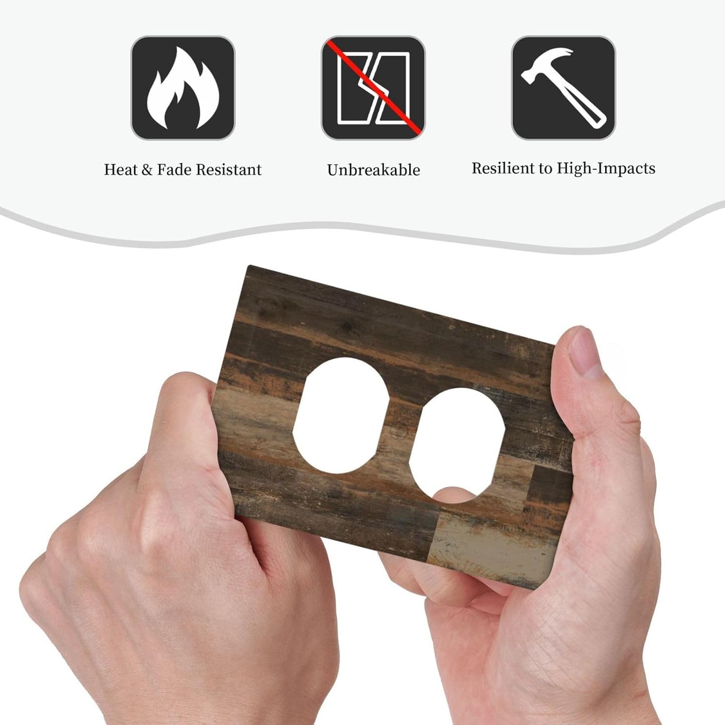 Rustic Brown Wood Grain Dark Oak Outlet Covers 1 Gang Duplex Light Switch Cover Decorative Switch Plates Electrical Receptacle Faceplate Wall Plate for Farmhouse Home Decor