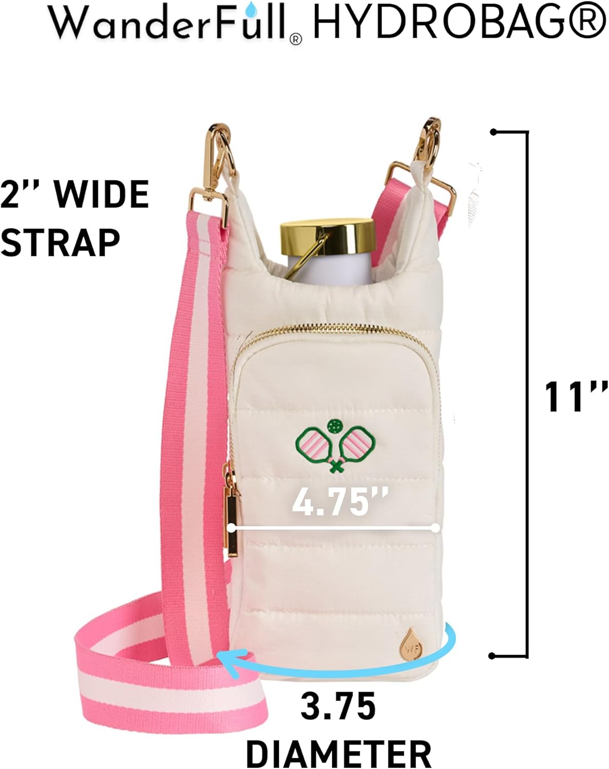 WanderFull® Original HydroBag® Collection, Water Bottle Holder w/Strap & Phone Pocket, Hands-Free Crossbody Water Bottle Bag