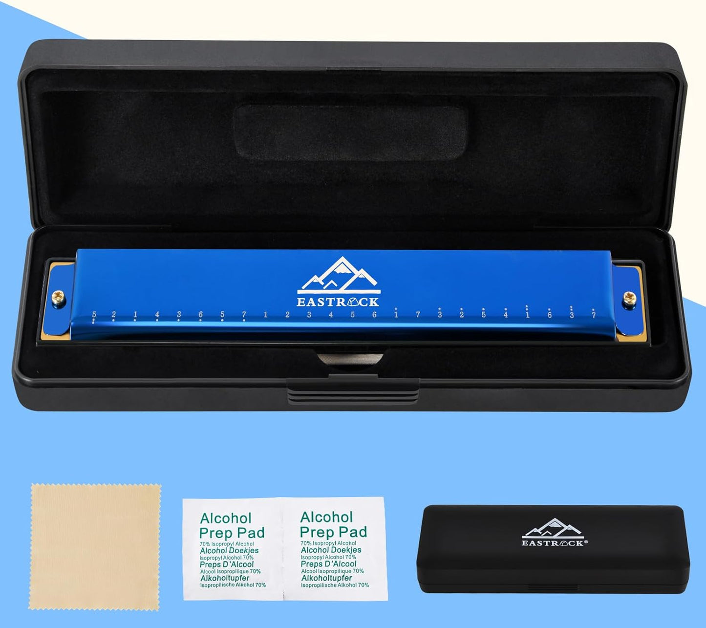 EastRock Blues Harmonica 24 Hole C Key with Case, Mouth Organ Harp, Diatonic Harmonica for Beginner