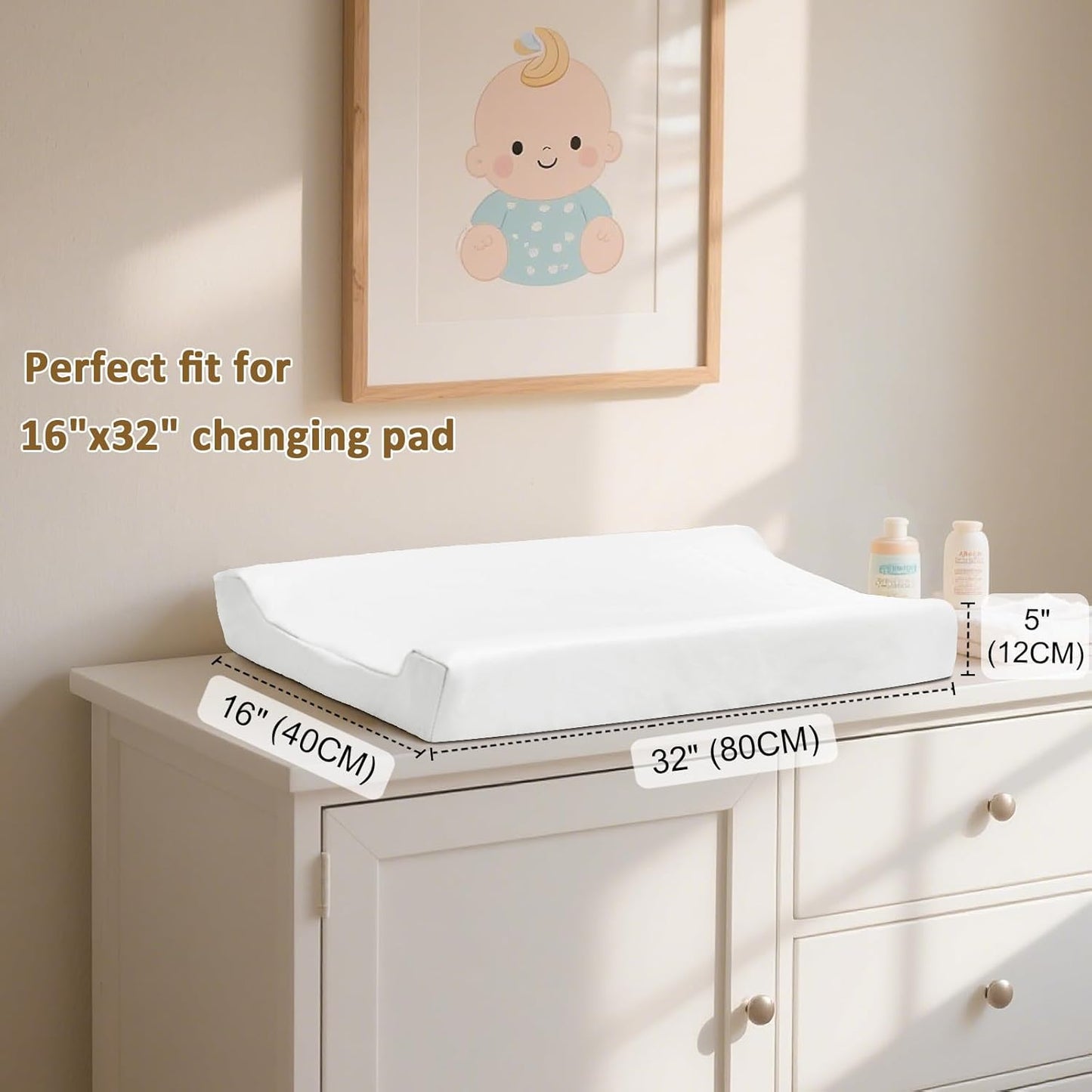 Owlowla Changing Pad Cover,Waterproof Changing Pad Covers-Soft Leather Diaper Changing Table Cover,Fits Standard Changing Pads for Baby Boy Girl(White)