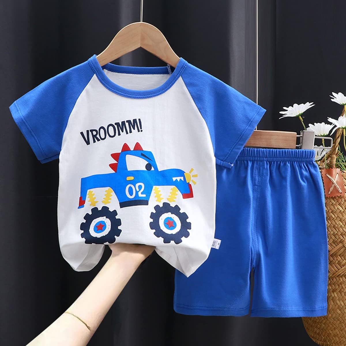 Baby Toddler Boys 4 Pieces T-shirts and Shorts Dinosaur Tops & Shorts Summer Outfits