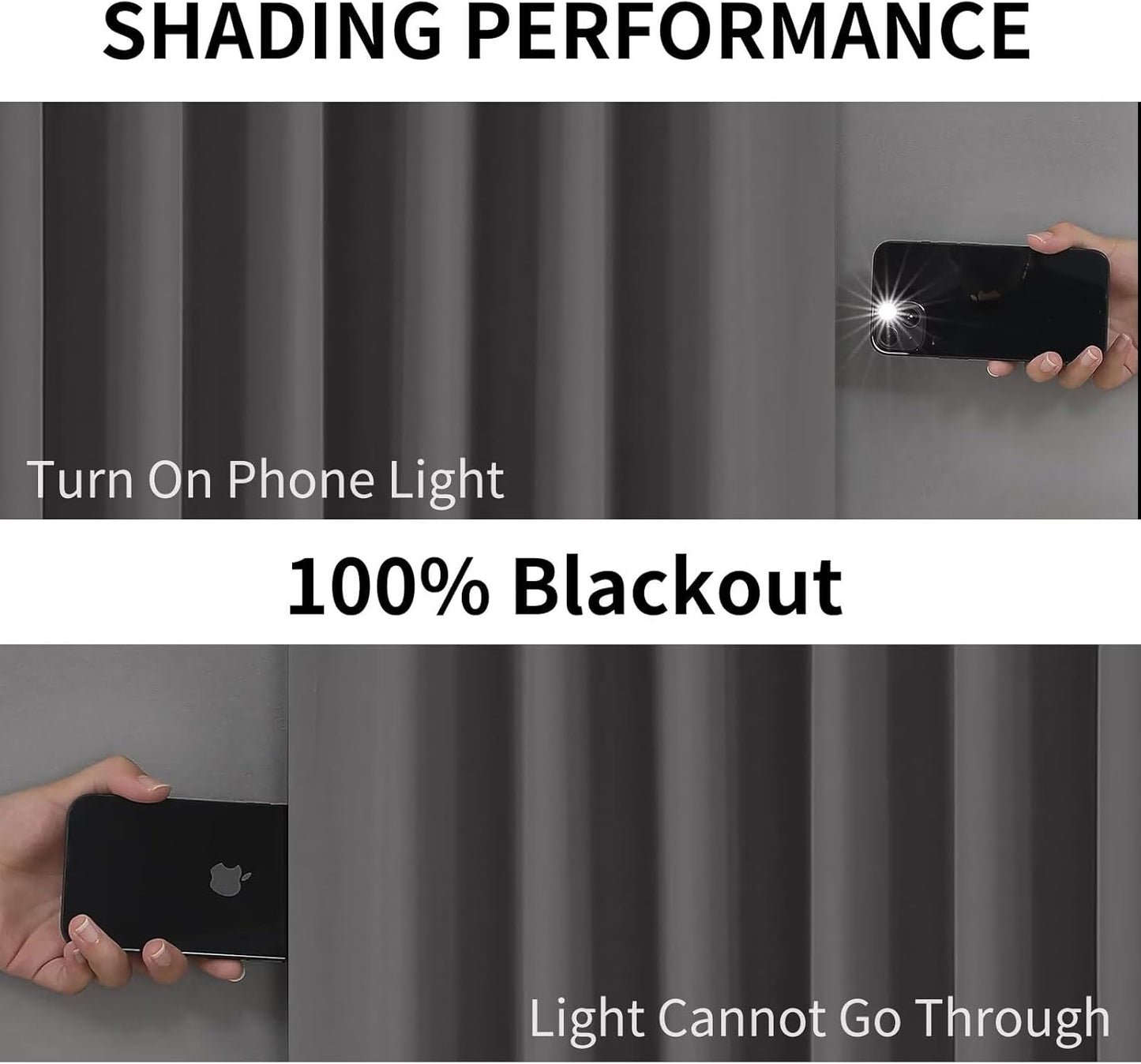 Joydeco Dark Grey Blackout Curtains 63 Inch Length for Bedroom, Grommet Thermal Insulated Curtains 63 Inch Length for Livingroom, Solid Polyester Room Darkening Drapes 63 Inches Long