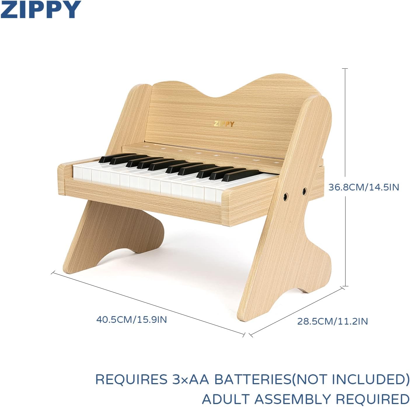 ZIPPY Kids Piano Keyboard, 25 Keys Digital Piano for Kids, Touch Sensitive Control Panel, Volume Adjustable, Mini Music Educational Instrument Toy, Wood Toy for Toddlers Girls Boys (Oak)