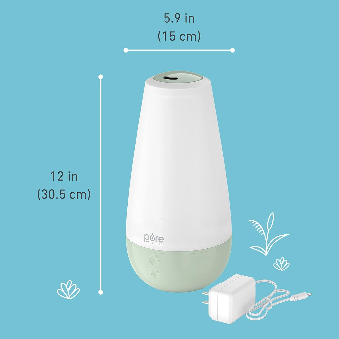 Pure Enrichment® PureBaby® 3-in-1 Whisper-Quiet Humidifier, Color Changing Night Light, & Essential Oil Diffuser for Baby Nursery & Kids Bedroom to Relieve Congestion, Colds, & Coughs (Whisper Green)