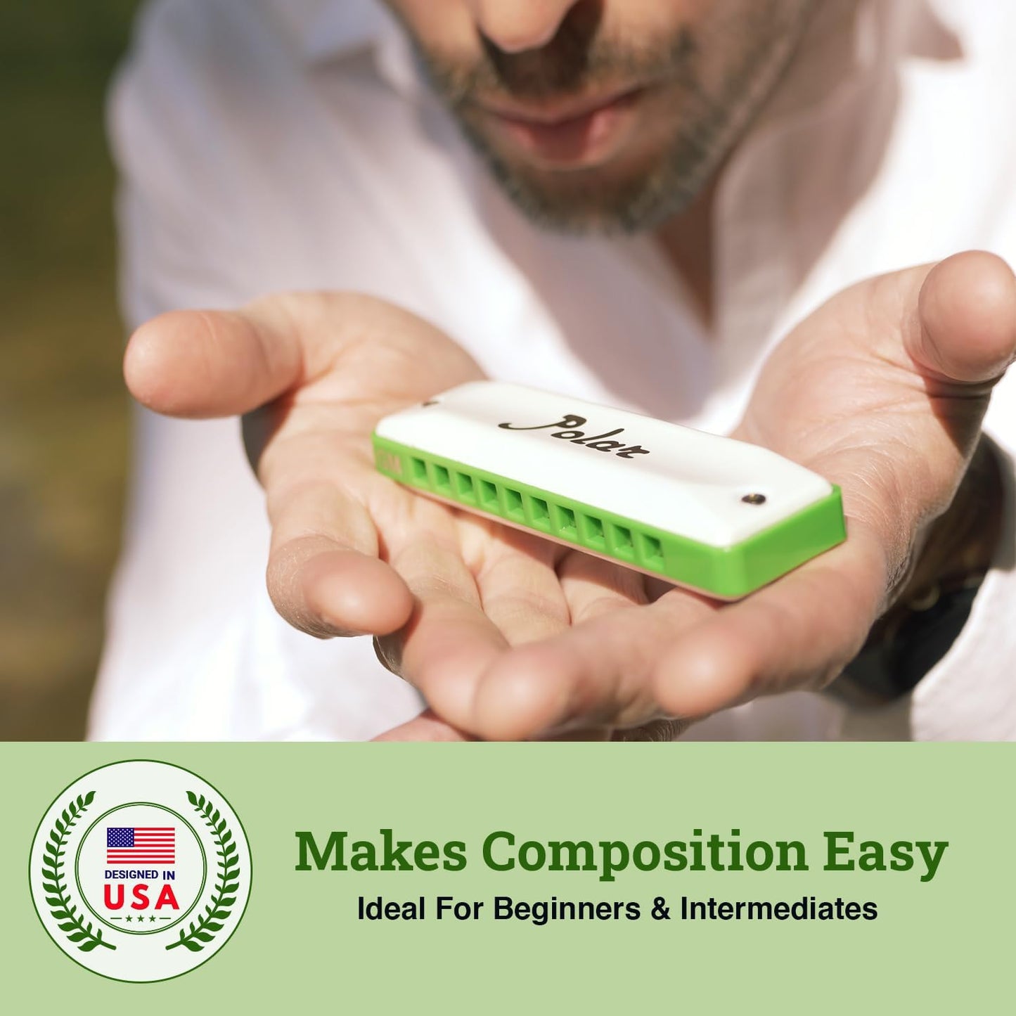 Polar Diatonic Melody Tuned Harmo Harmonica Key of G - Special Tuning for Easy Melodies in Cross Harp, 2 Octaves Without Bends, Loud & Responsive with Smooth Edges - USA-Checked