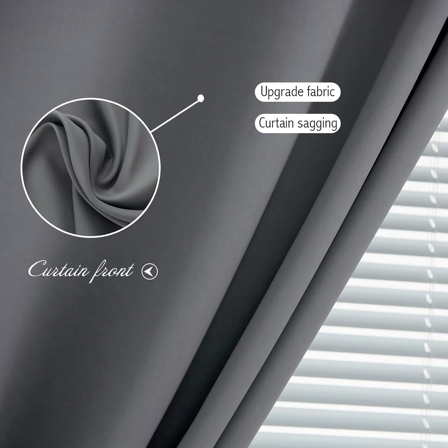 Magic Tape Stick On Curtains Window Shades Pull Down Blackout Window Cover Blackout Curtains for Bedroom No Drillng Self Adhesive Curtains No Rod Small Curtain, 47" W X 59" L, Grey, 1 Panel