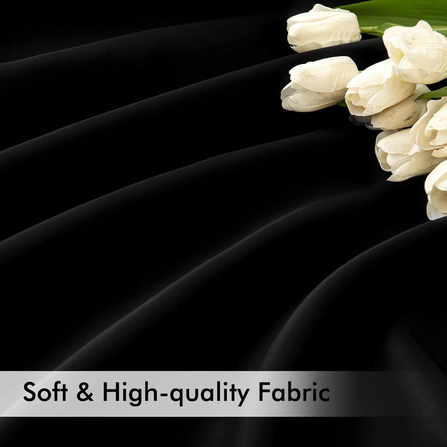 MIULEE Back Tab Blackout Curtains 84 Inch Length 2 Panels Set for Living Room Bedroom, Halloween Black Rod Pocket/Pinch Pleated Thermal Insulated Room Darkening Light Blocking Curtains 84 Inches Long