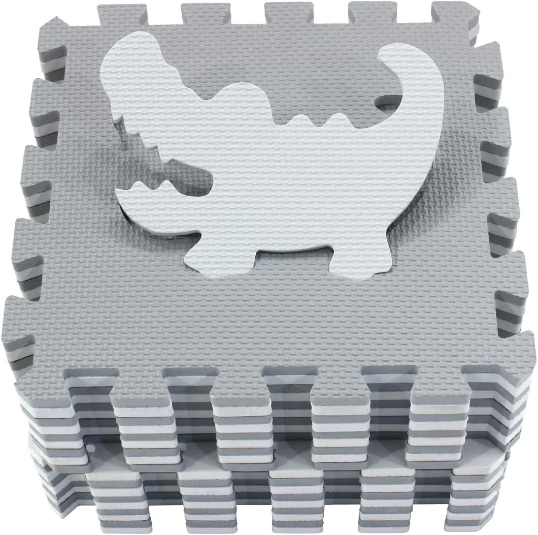 qqpp EVA 18 Tiles Baby Play Mat for Playing, Interlocking Foam Floor Mats for Tummy Time & Crawling, Flooring Tiles with Animals Puzzle for Kids. QP-51(AL) b18N