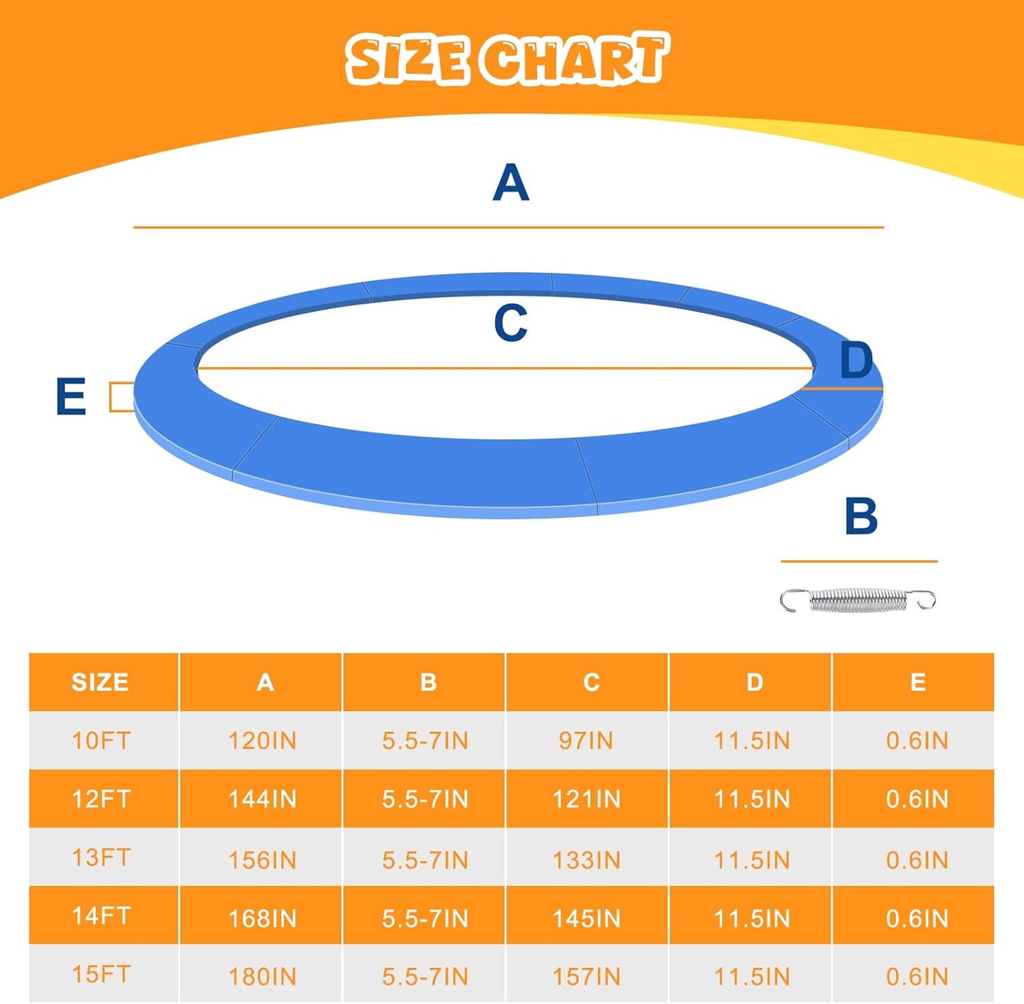 Trampoline Pad Replacement Trampoline Mat Replacement Padding Safety Pad Spring Cover Round Spring Cover with No Holes 10 Ft 12 ft 13 ft 14 ft 15 ft Black Blue Pink Green