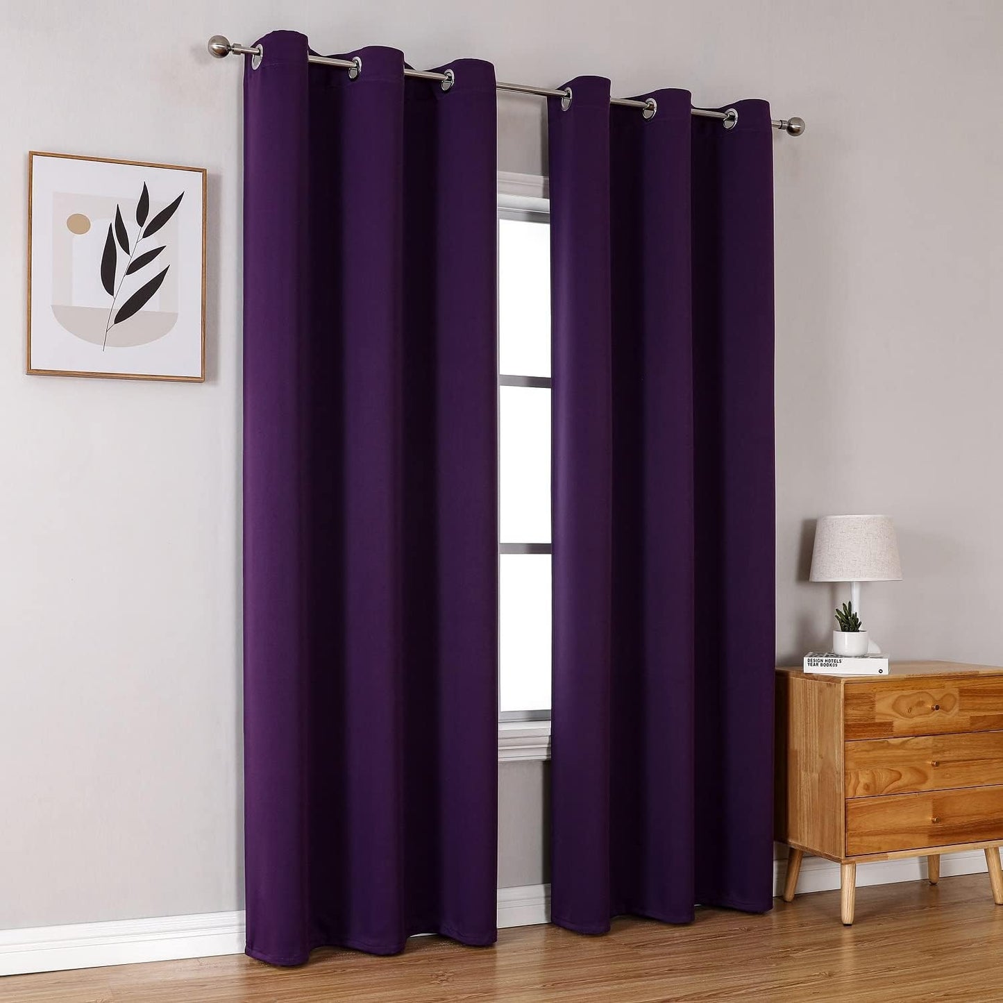 ChrisDowa Grommet Blackout Curtains for Bedroom and Living Room - 2 Panels Set Thermal Insulated Room Darkening Curtains (Royal Purple, 42W x 84L)