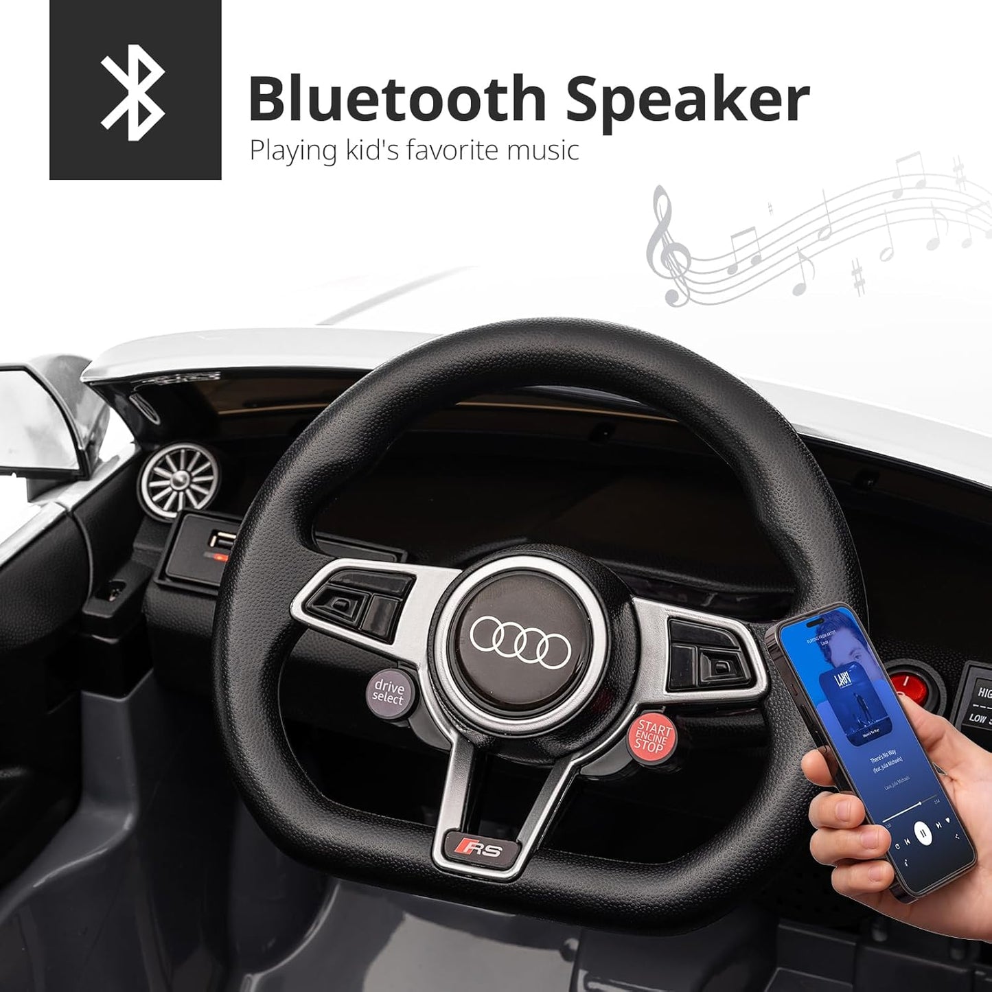 Kids Electric Car, Licensed Audi 6V Kids Ride on Toy Car for Toddlers with Remote - White