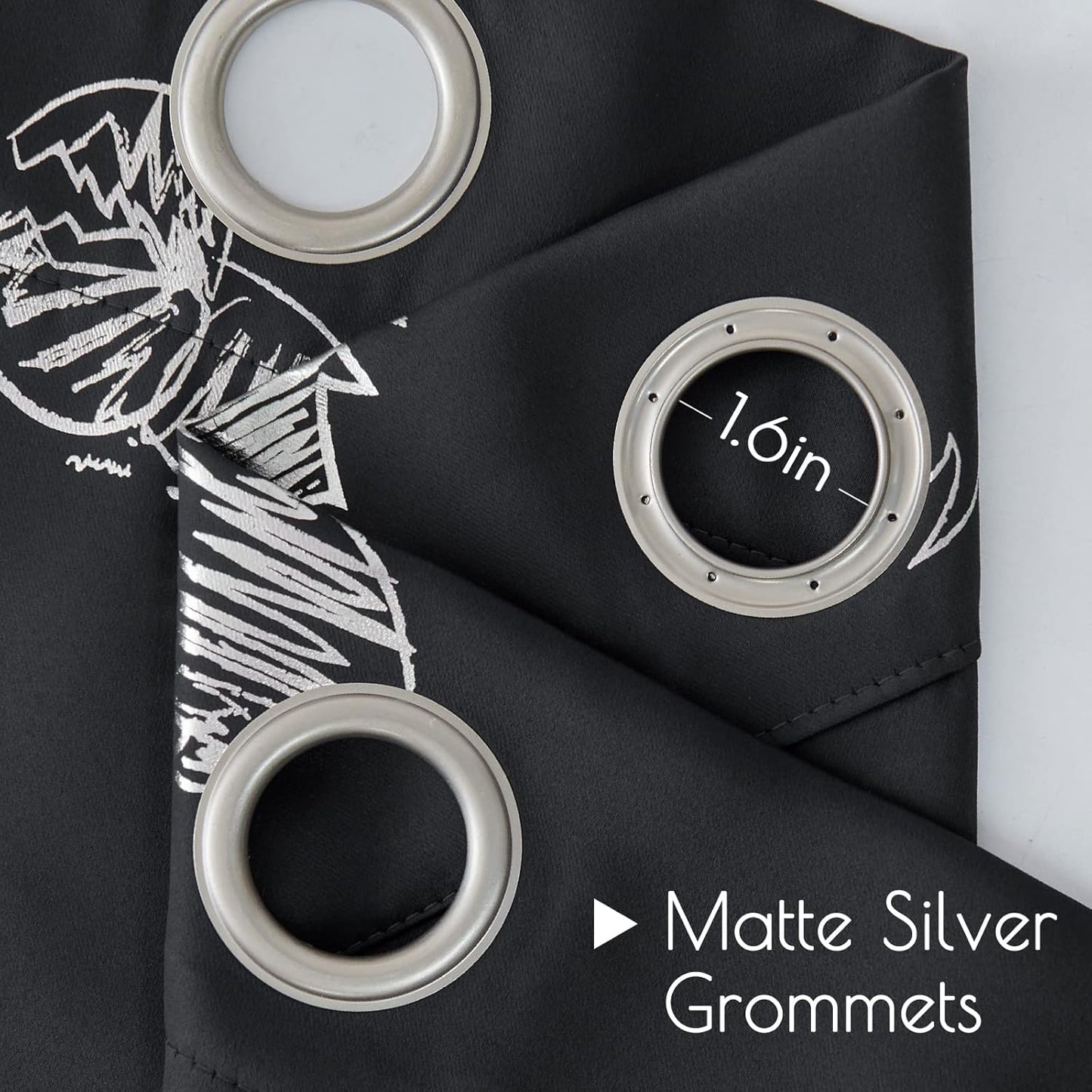 Vangao Kids Curtains Black Blackout Dinosaur Curtains for Boys Kids Nursery Girls Room Silver Dino Foil Print Thermal Insulated Drapes Grommet Top Window Treatments 63 Inches Length 2 Panels