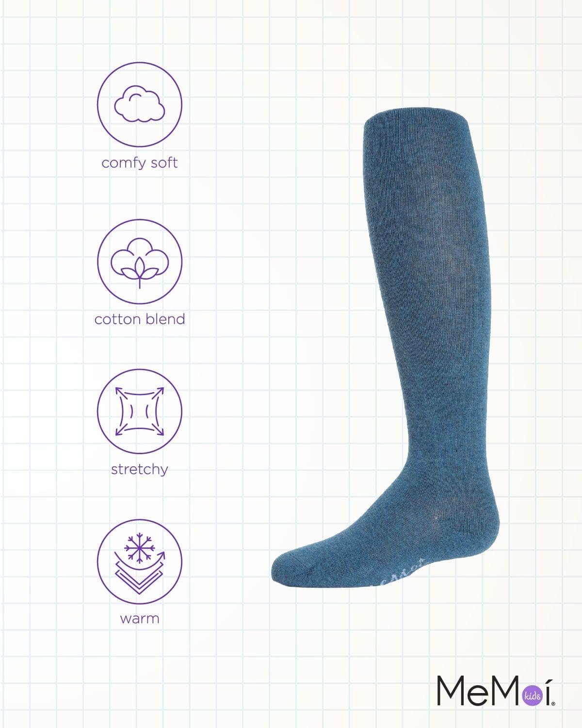 MeMoi Soft Pima Cotton Tights for Girls, Soft and Lightweight Opaque Tights for girls - Sizes 8 to 16