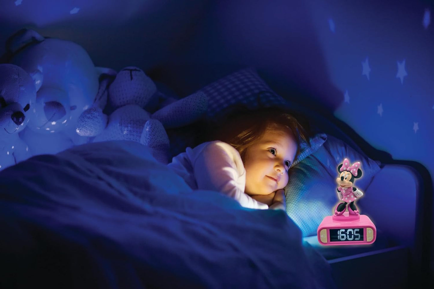 LEXiBOOK, Disney Minnie, Minnie Nightlight Alarm Clock, Sounds and Melodies, LCD Backlit Screen, Luminous, Snooze, Pink, RL800MN