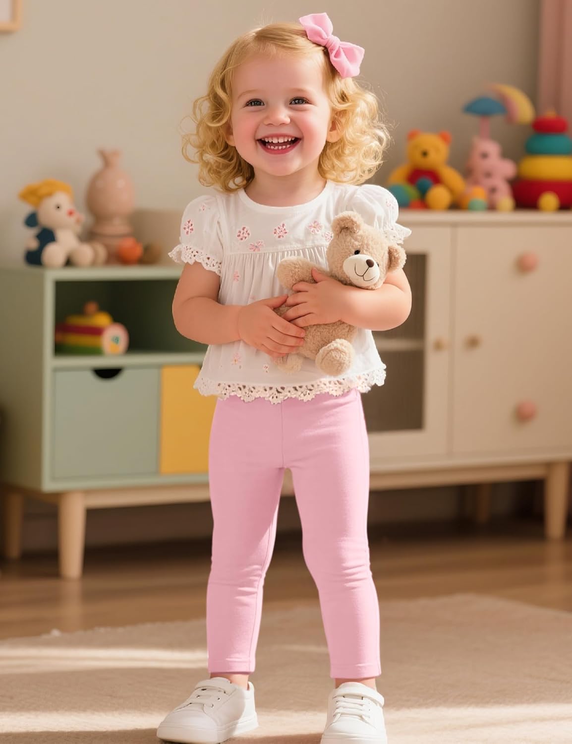 Witwot 5 Pack Toddler Leggings Baby Girl Cotton Pants Toddler Girls Clothes Size 18M-5T