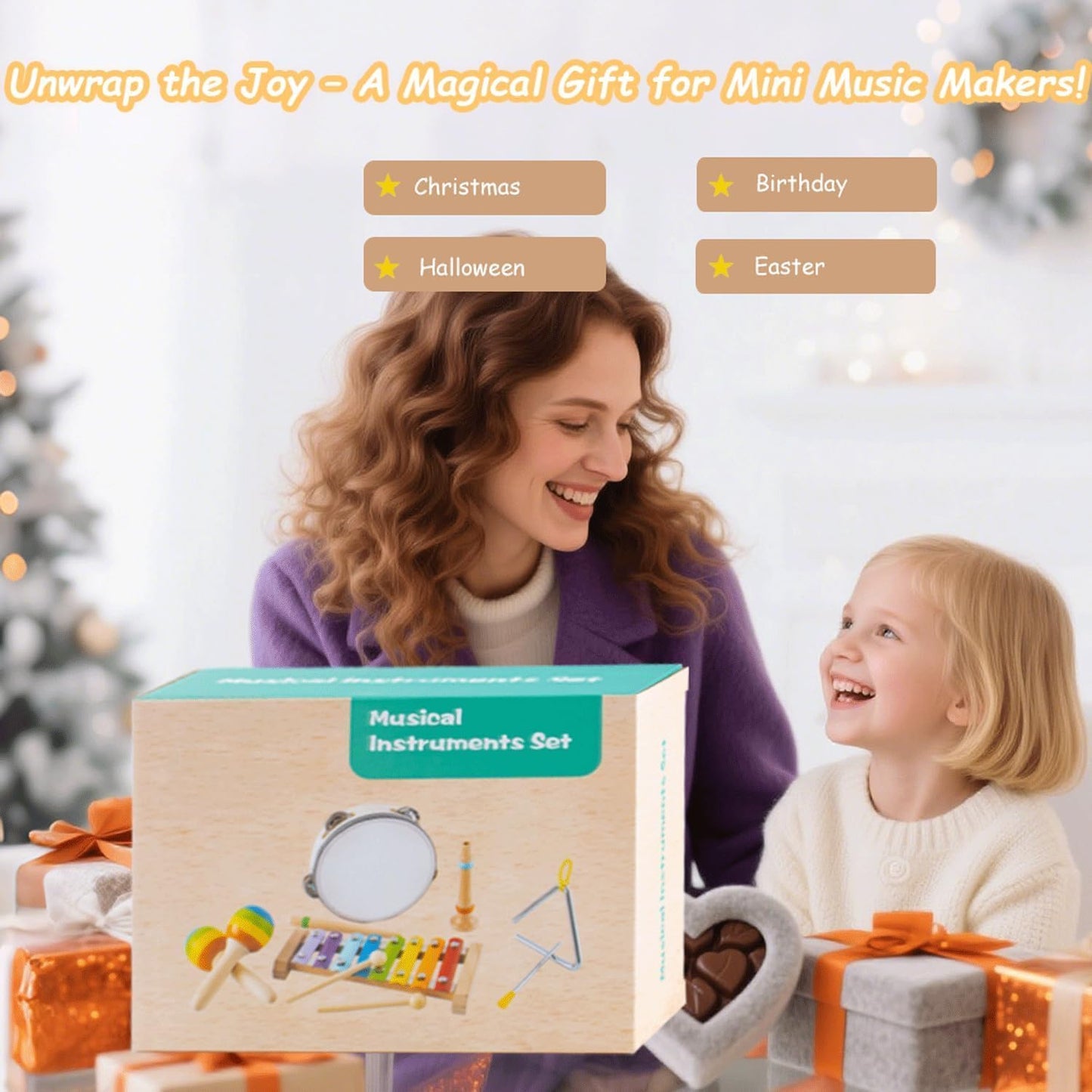 Montessori Toys for 1 2 Year Old,Musical Instruments for Toddlers 1-3 ,Baby Wooden Toy Set,Educational Music Toys Stocking Stuffers for Boys Girls Age 1 2 3 Year Old