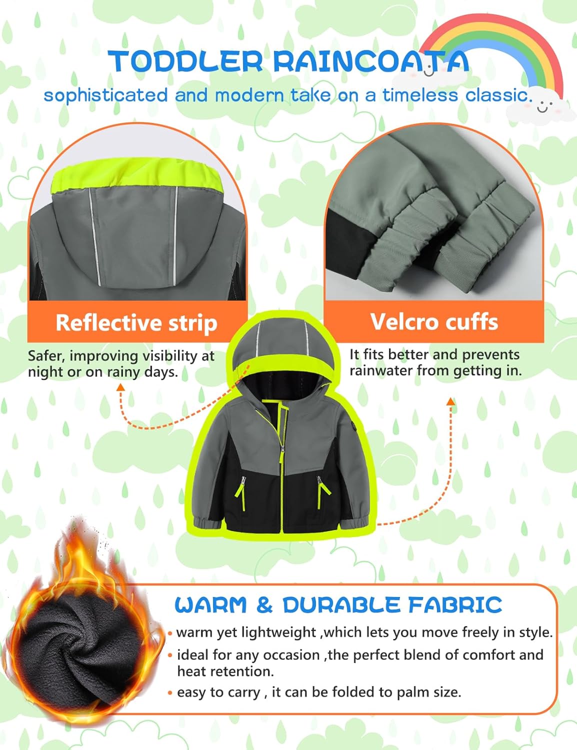 GEMYSE Toddler Jacket Fleece Lined Baby Boys Windbreaker Water Resistant Kids Hooded Coat Warm Spring Fall Outerwear