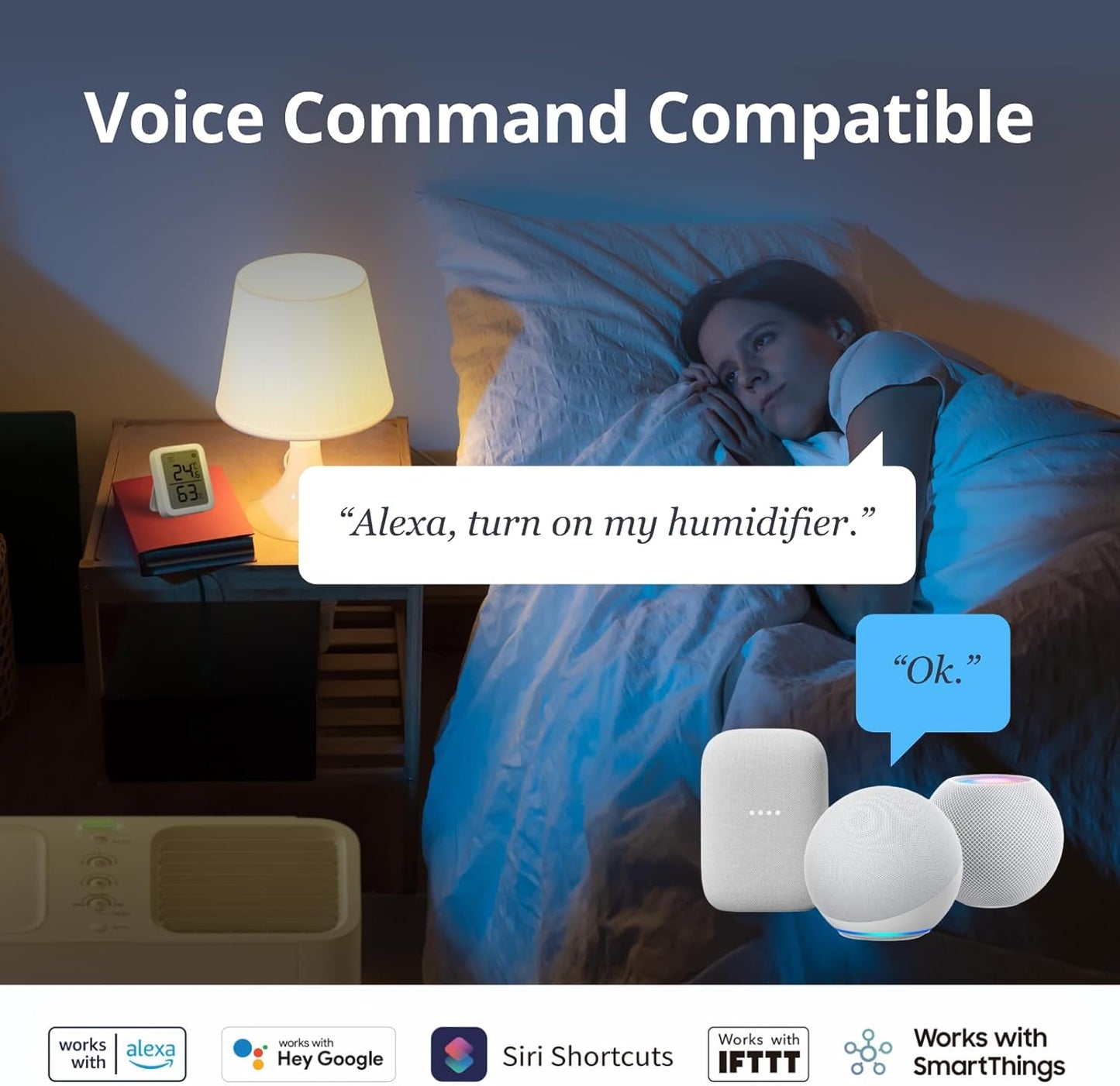 SwitchBot Smart Evaporative Humidifier for Bedroom 4.5L(1.2G), 750ml/h Rapid, Top Fill, Automatic Air Drying Filter, Ag+ Technology, Voice Control, App Alert (Hub 2 Required)