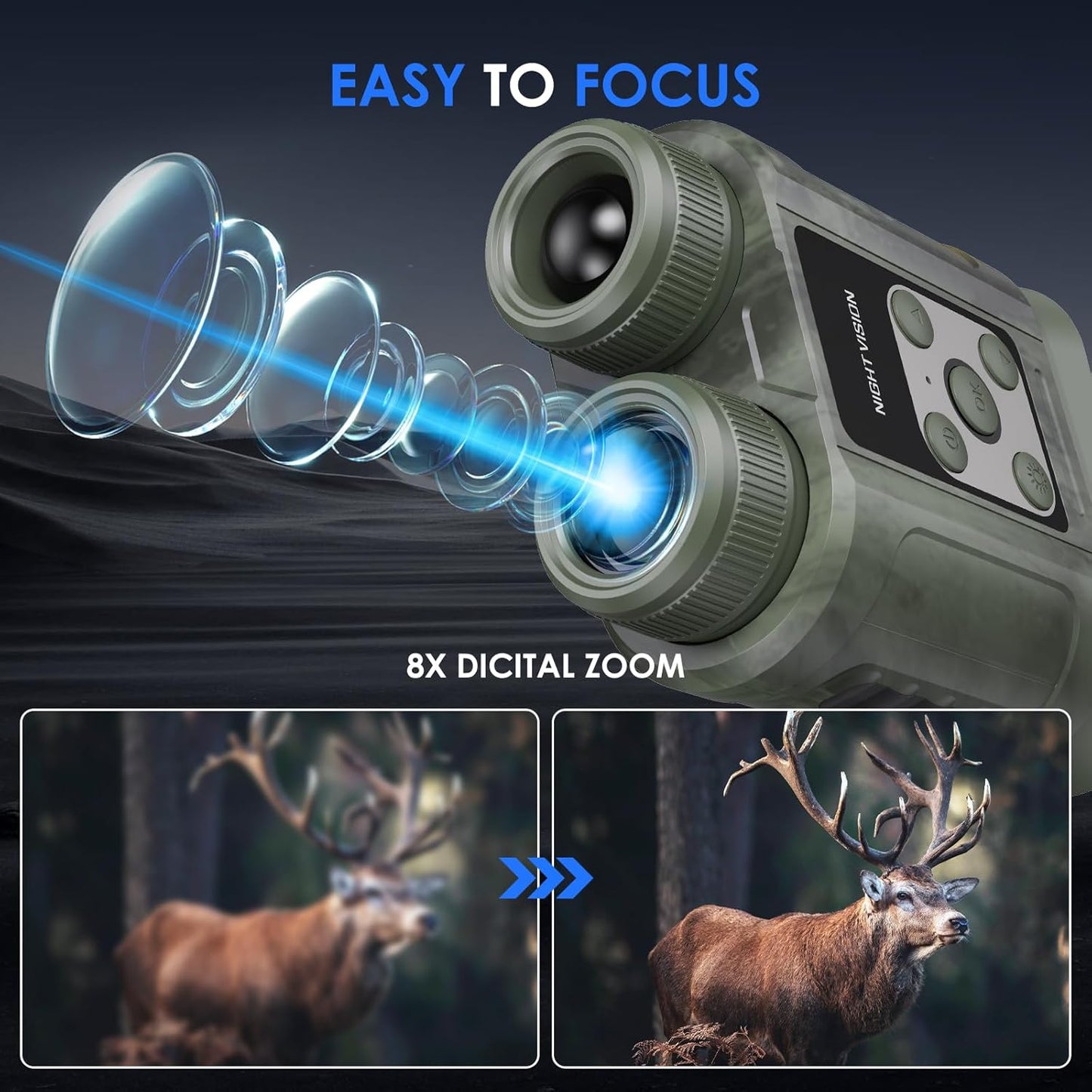 Night Vision Goggles,Compact Night Vision Binoculars,32GB Card Included, Photo/Video Capture,Outdoor Tools for Education, Wildlife Watching,Gifts for Boy, Gifts for Men, Gifts for Father(Green)