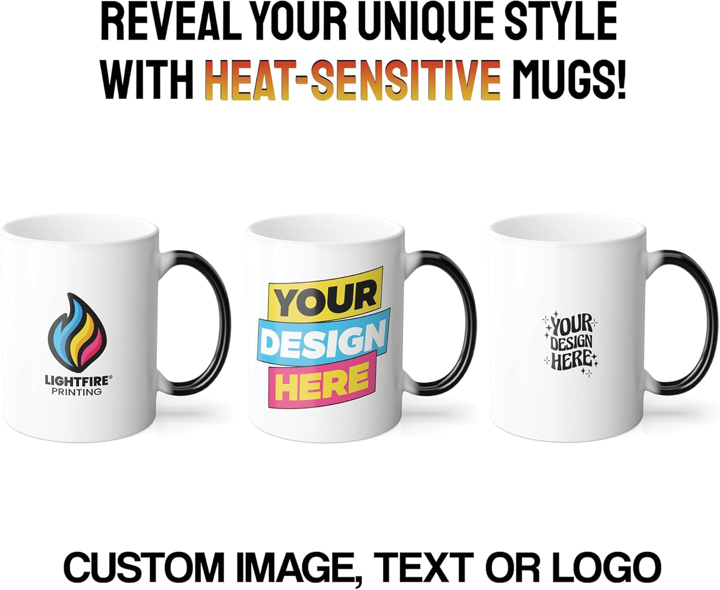 Personalized Coffee Mug – Custom Photo, Text, or Logo Ceramic Magic Mug Tea | Taza Personalizada with Heat Sensitive Color Changing Cup | Customized Gift Idea for Men & Women - Black | 11oz