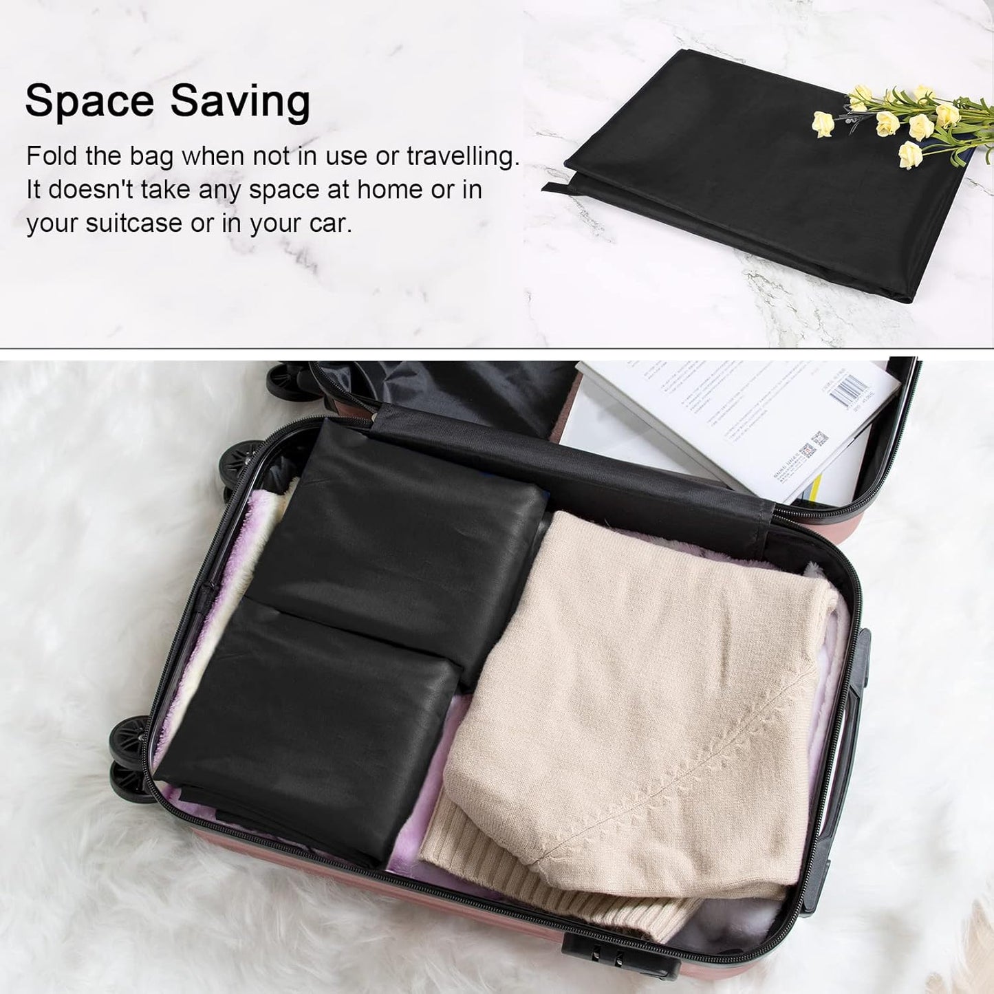 Polecasa Heavy Duty Large Laundry Bag with 130gsm Tear Resistant Fabric and Handles, Easy to Carry Durable Dirty Clothes Drawstring Bag, Perfect for College Dorm, Travel, 2 Pack 28”x36”, Black