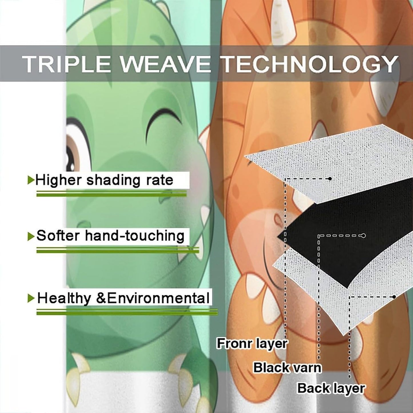 Kids Dinosaur Curtains for Boys Girls Bedroom Decor Cartoon Dino Colorful Cute Funny Animal Printed Blackout Rod Pocket Window Drapes for Baby Nursery Playroom Living Room W21xL54in 2 Panels