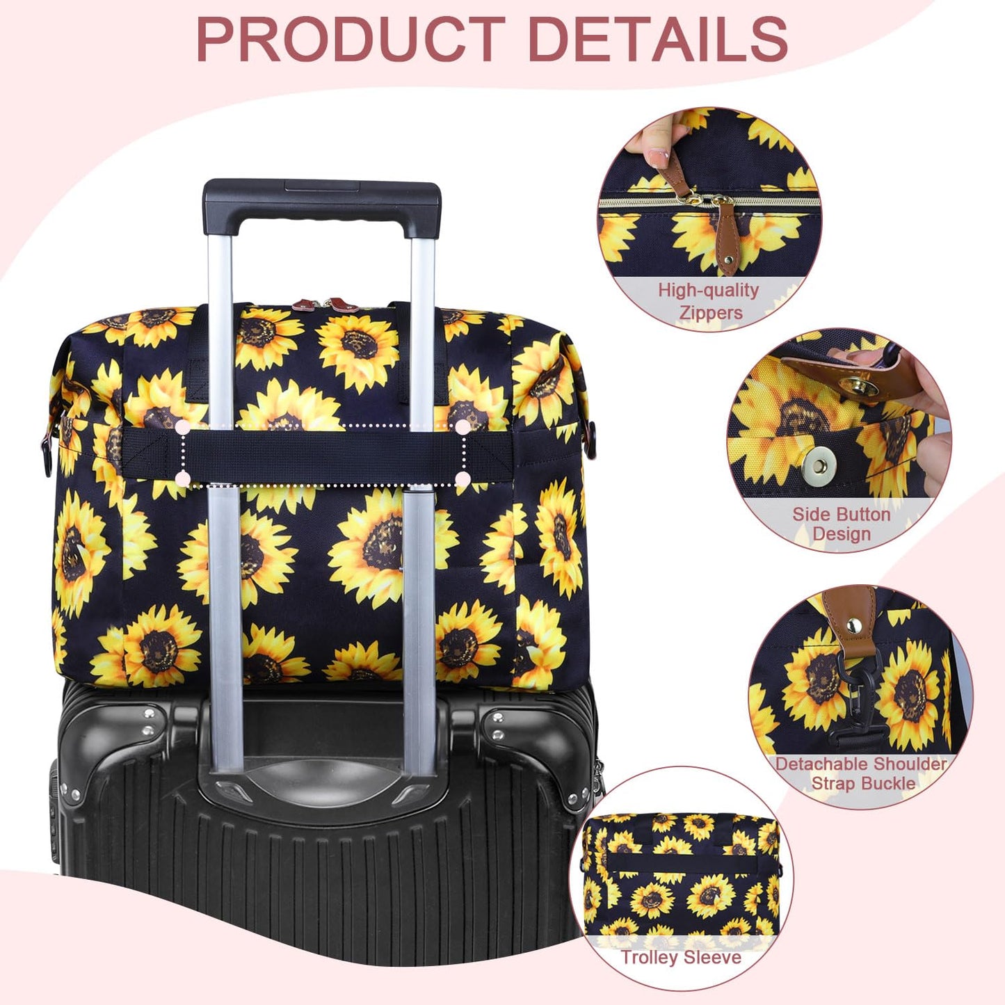 Diaper Bag Tote - Diaper Baby Bags with Pacifier Case, Shoulder Straps, Stroller Clips, Waterproof Large Mommy Maternity Travel Baby Bag for Mom and Dad, Sunflower, Medium