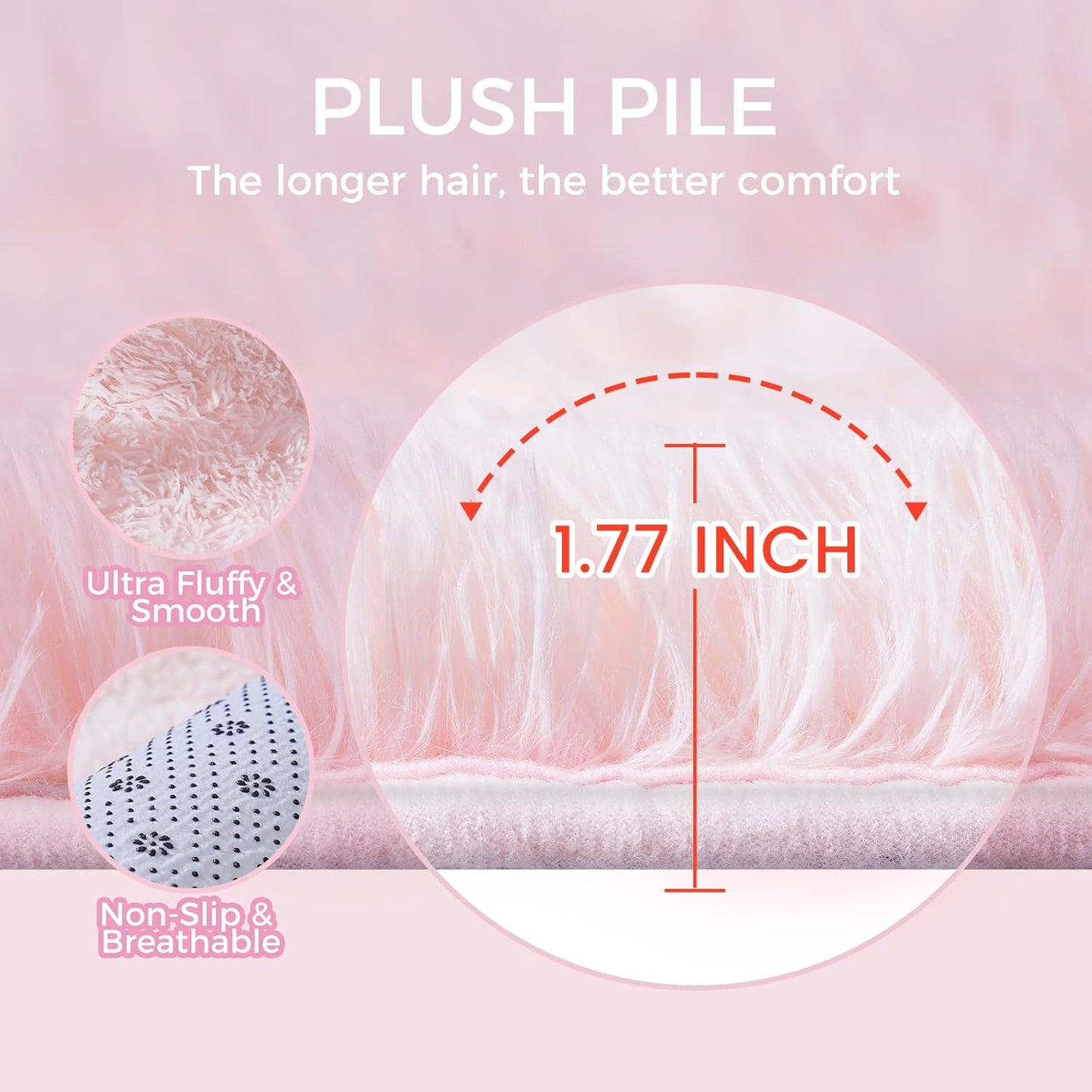 Ultra Soft Rug for Living Room, 4X6 Fluffy Shag Area Rug for Bedroom, Modern Shaggy Carpets Fuzzy Rug for Teens Dorm Nursery Home Decor Aesthetic, Upgrade Anti-Skid Durable, Pink