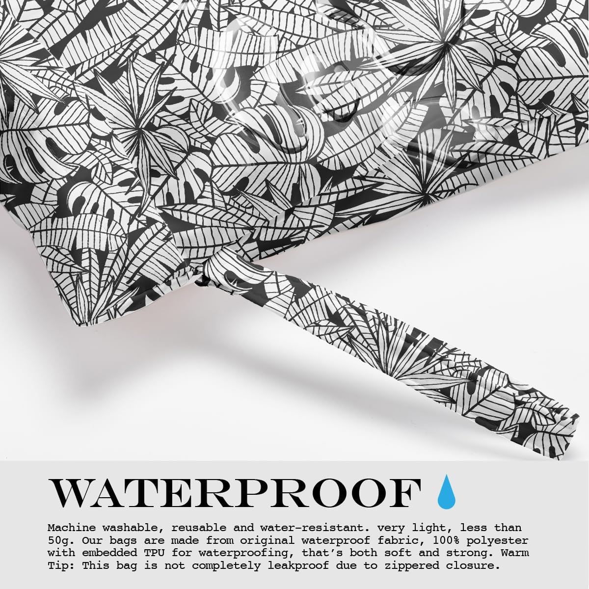 Wet Bag, Wet Dry Bag, Wet Bag for Swimsuit, Travel, Beach, Pool, Diapers, Dirty Yoga Gym Clothes, Makeup Bag, Waterproof Tropical Palm Leaves Decor Jungle Palm Leaf Favors