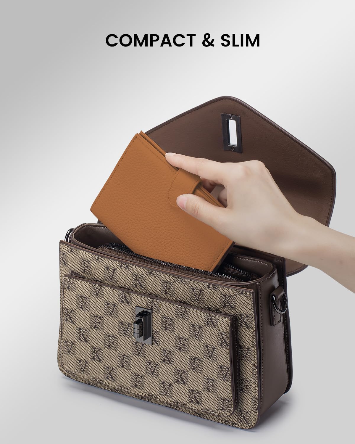 RFID Passport Holder Travel Wallet Compact for Women, Leather Passport Wallet with Card Holders,Zippered Coins Pocket and Cash Compartment, Brown