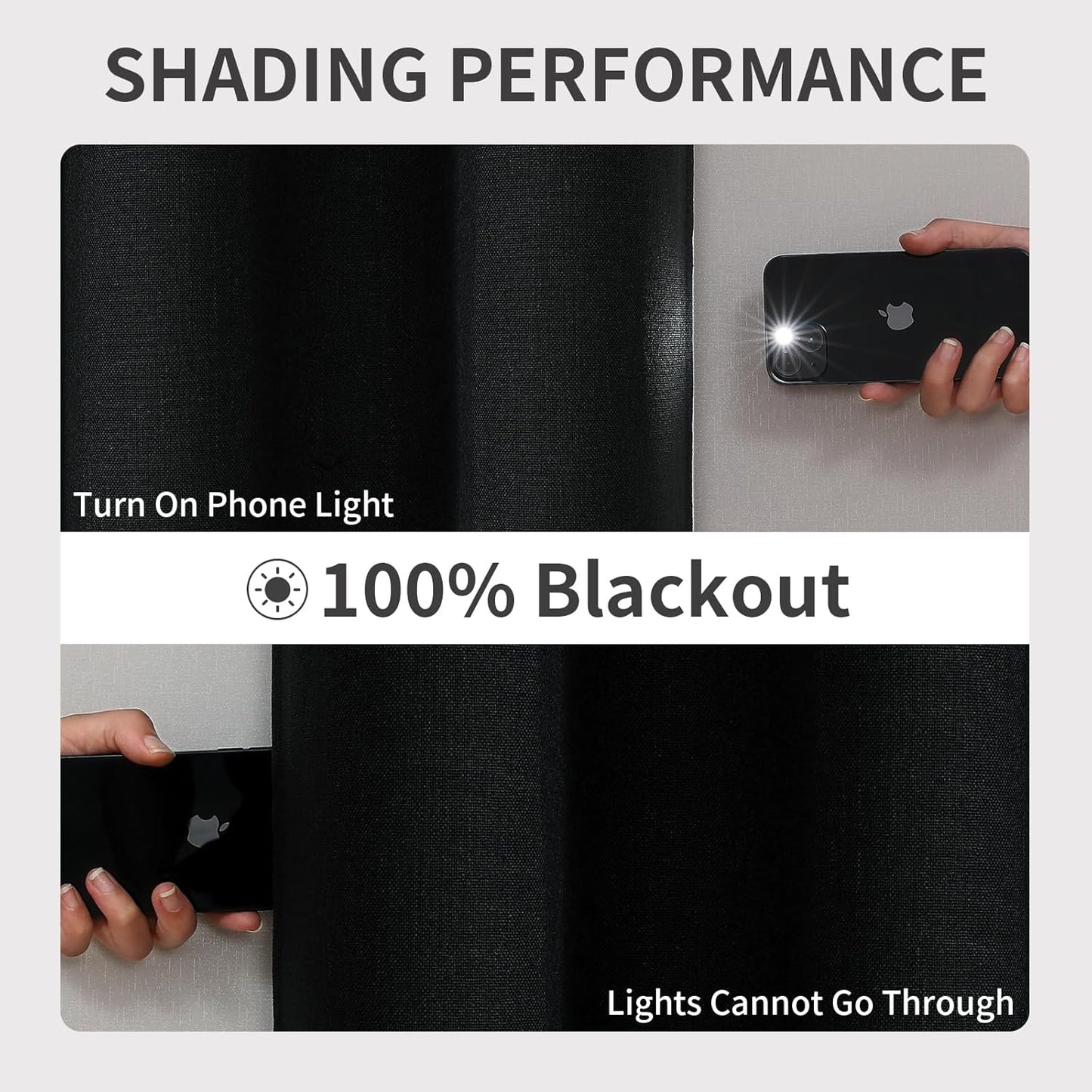 Joydeco Blackout Curtains 84 Inches Long 2 Panels Burg, Room Darkening Curtains for Bedroom, 100% Black Out Textured Thermal Drapes Privacy Protection 2 Panels Set(W52 x L84 Inch, Black)