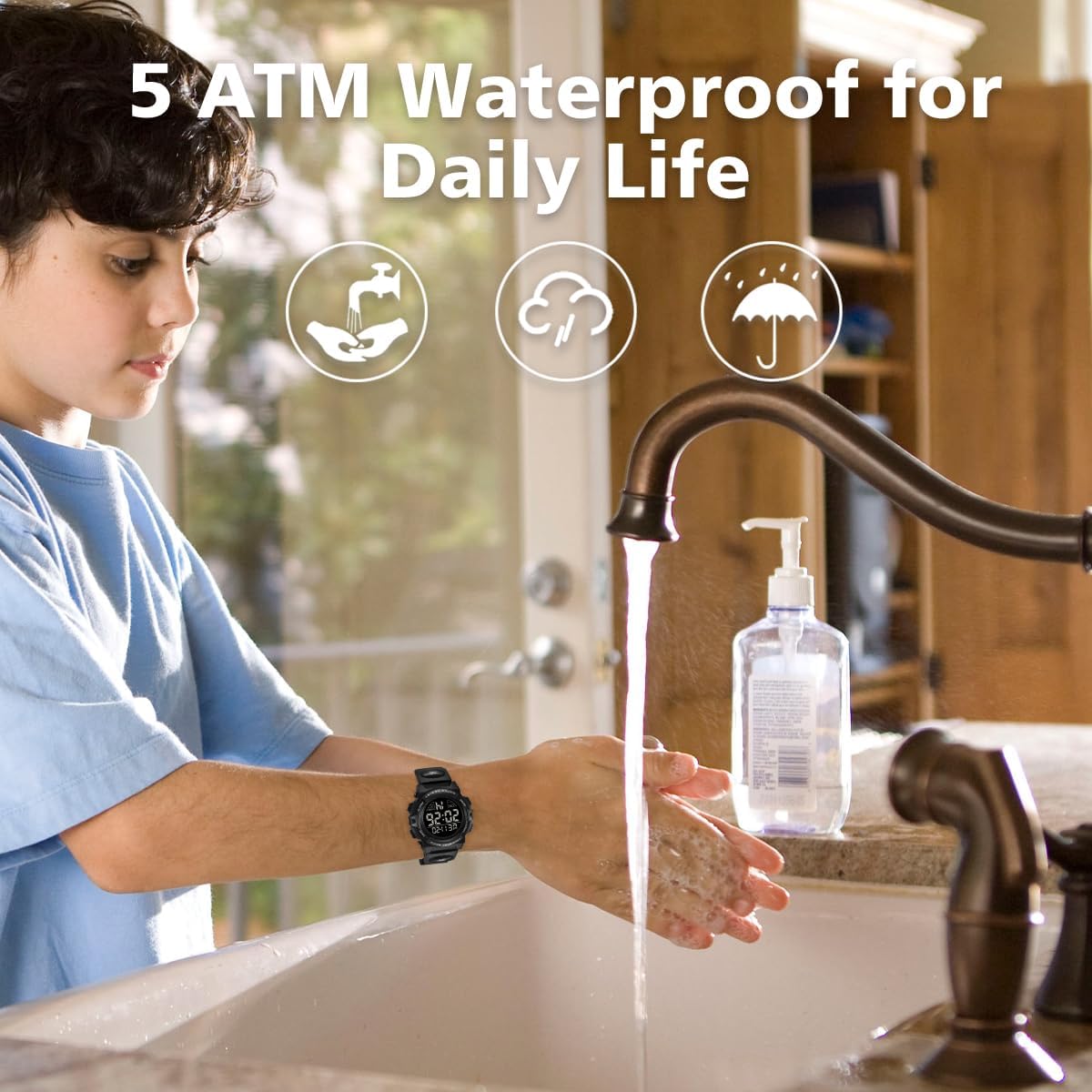 Kids Watch,Boys Watch for 3-15 Year Old Boys,Digital Sport Outdoor Multifunctional Chronograph LED 50 M Waterproof Alarm Calendar Analog Watch for Children with Silicone Band,Kids Gift