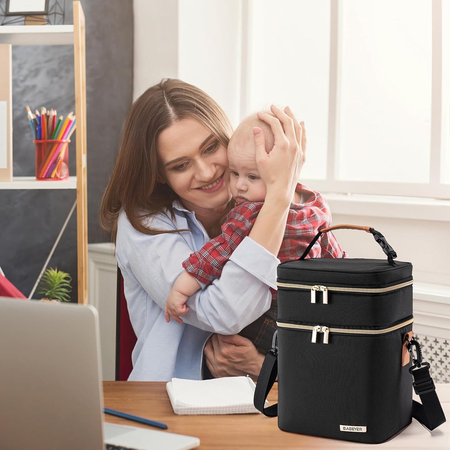 Breastmilk Cooler Bag with Ice Pack Fits 6 Baby Bottles Up to 9 Ounce