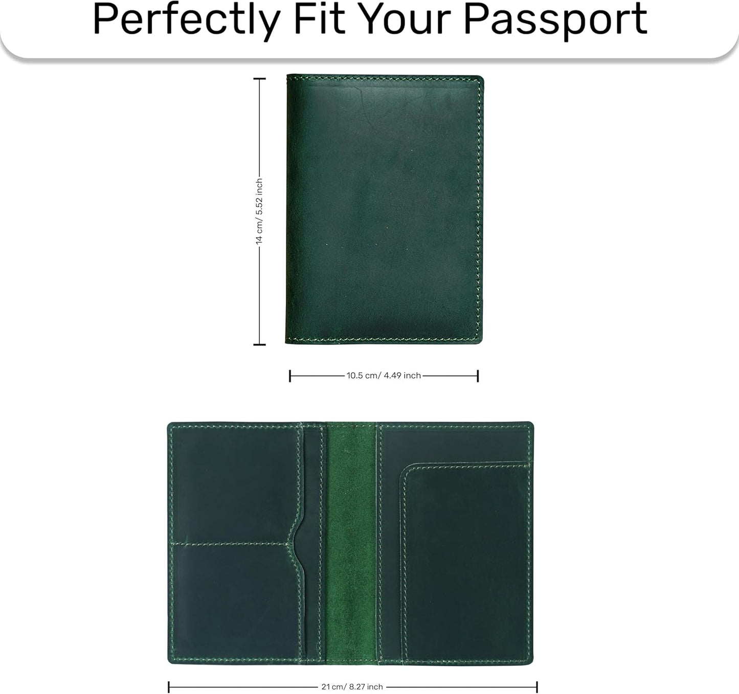 HIFA Leather Passport Holder, Handmade Passport Cover with Card and Ticket Slot - Genuine Leather, Elegant Design, Easy Access - Passport Case, Passport Wallet, Passport Holder