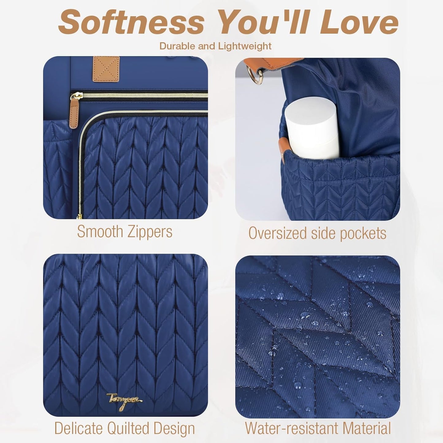 Diaper Bag Tote, Large Baby Diaper Bags Waterproof, Hospital Bag for Labor Delivery with Pacifier Case, Changing Pad, Shoulder Strap, Dark Blue