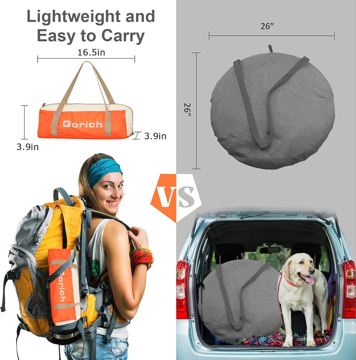 Gorich Beach Tent Sun Shelter for 3/4-5/6-7/8-10 Person with UPF 50+ UV Protection, Lightweight & Easy Setup Beach Shade Canopy, Portable Beach Shade Tent Beach Cabana